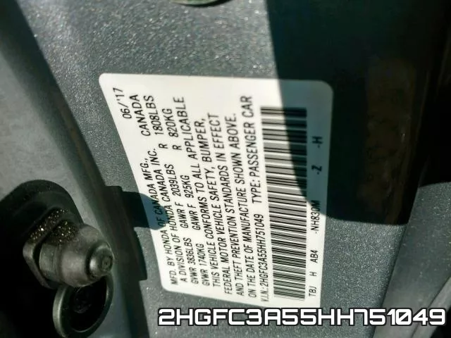 2HGFC3A55HH751049 фото 2