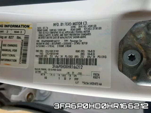 3FA6P0HD0HR166212 фото 2