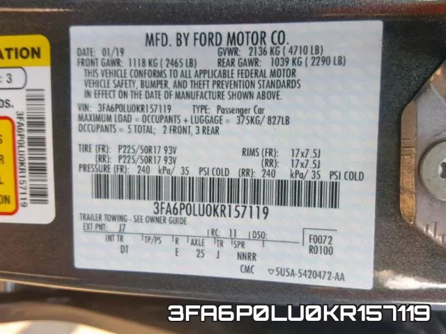 3FA6P0LU0KR157119 фото 2