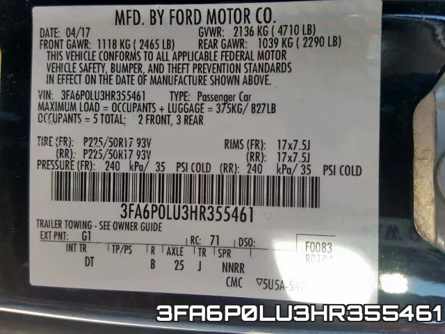 3FA6P0LU3HR355461 фото 2