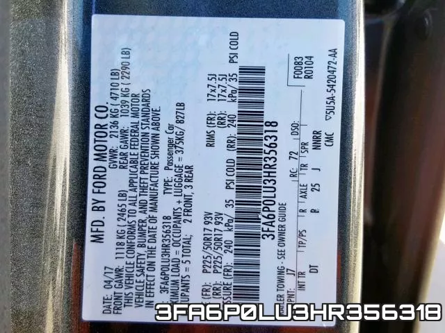 3FA6P0LU3HR356318 фото 2