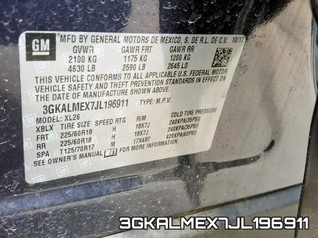 3GKALMEX7JL196911 фото 2