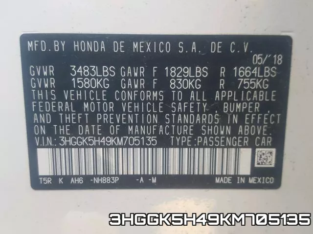 3HGGK5H49KM705135 фото 2