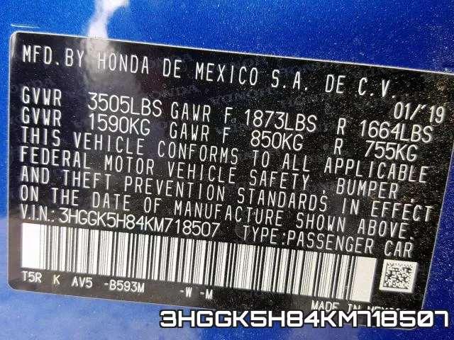 3HGGK5H84KM718507 фото 2