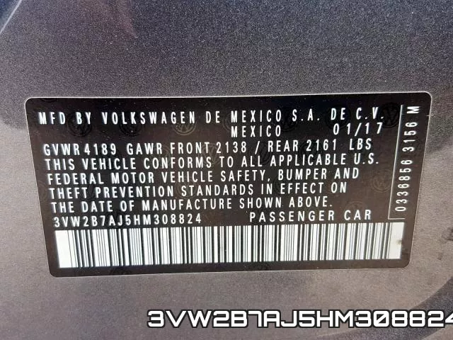 3VW2B7AJ5HM308824 фото 2