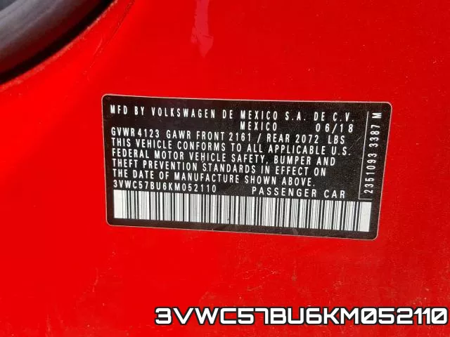 3VWC57BU6KM052110 фото 2