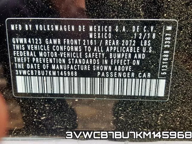 3VWCB7BU7KM145968 фото 2