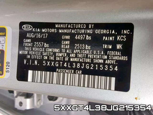 5XXGT4L38JG215354 фото 2