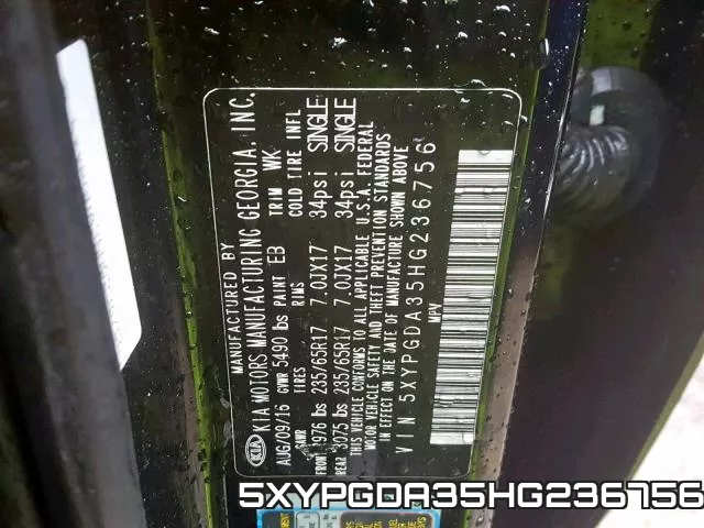 5XYPGDA35HG236756 фото 2