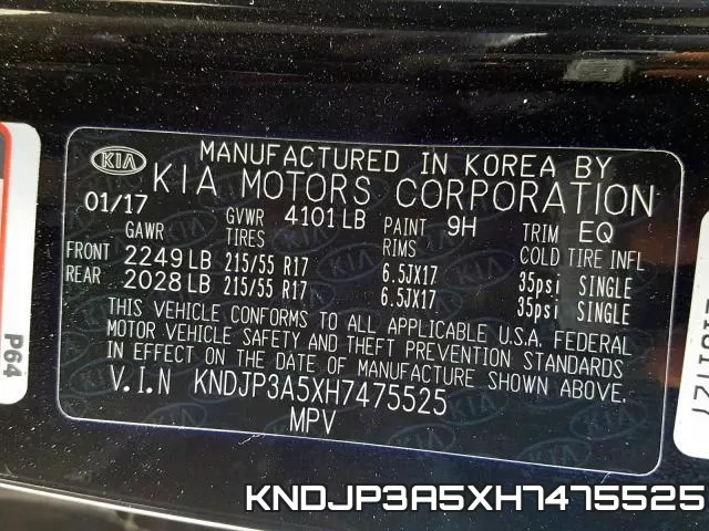 KNDJP3A5XH7475525 фото 2