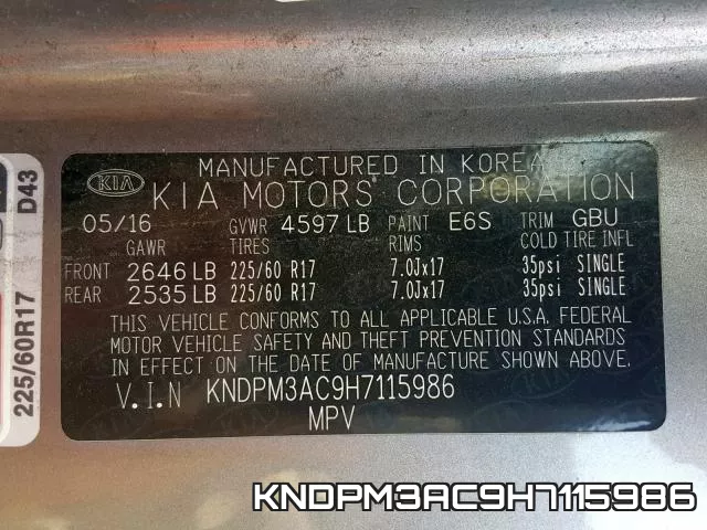 KNDPM3AC9H7115986 фото 2