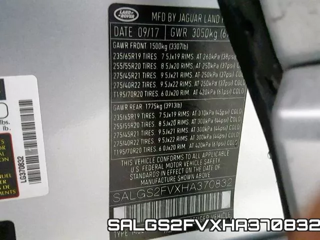 SALGS2FVXHA370832 фото 2
