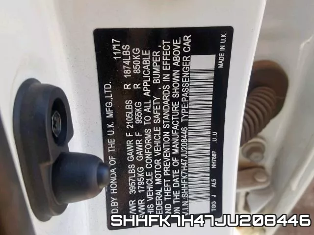 SHHFK7H47JU208446 фото 2