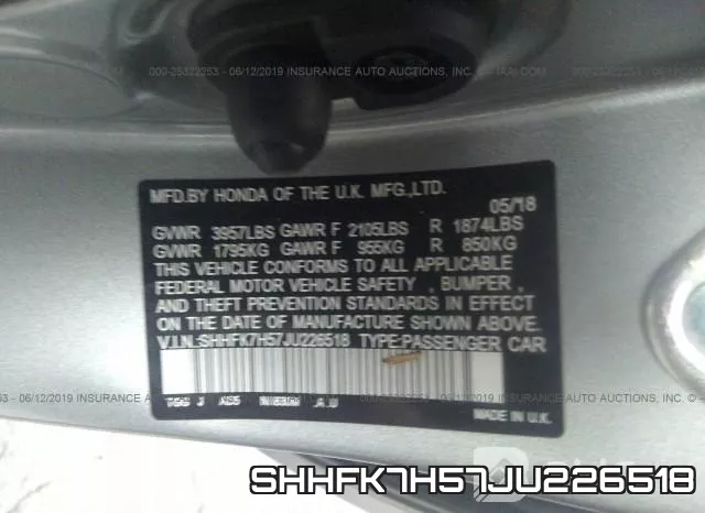 SHHFK7H57JU226518 фото 10