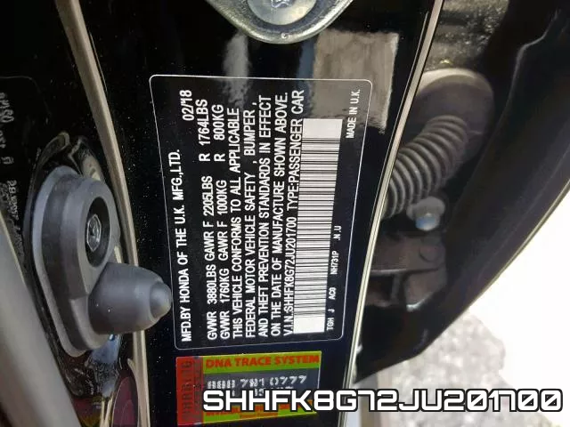 SHHFK8G72JU201700 фото 2