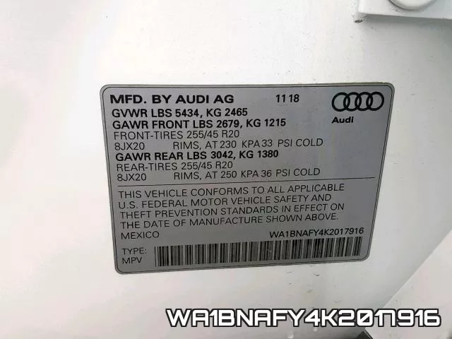 WA1BNAFY4K2017916 фото 2