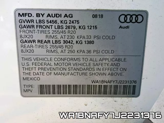 WA1BNAFY7J2231376 фото 2