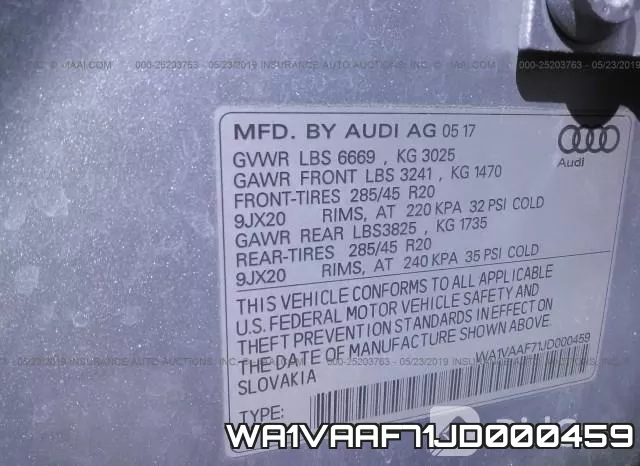 WA1VAAF71JD000459 фото 10