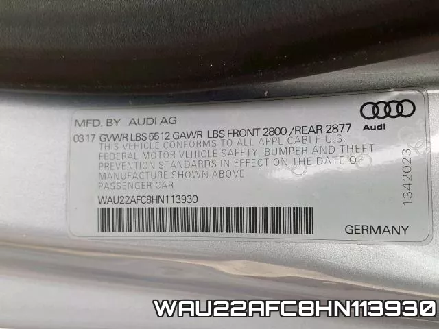 WAU22AFC8HN113930 фото 2