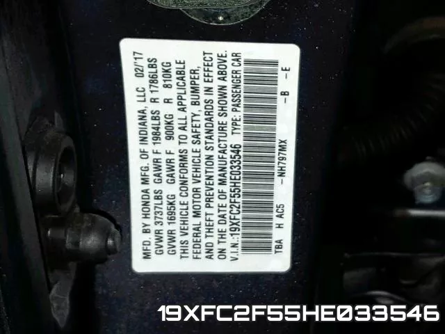19XFC2F55HE033546 фото 2