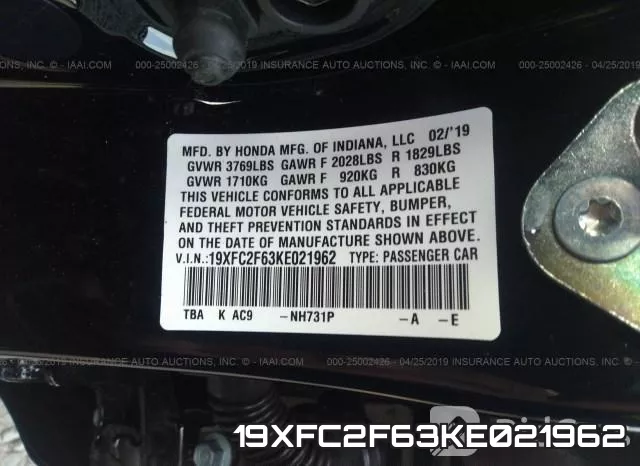 19XFC2F63KE021962 фото 10