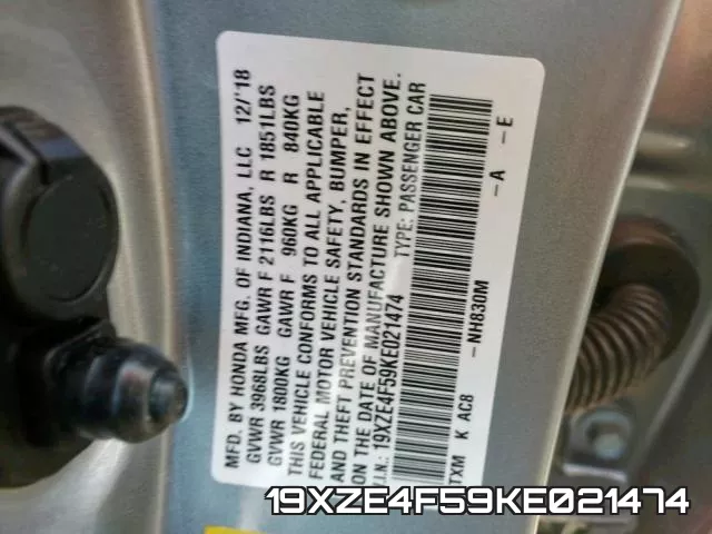 19XZE4F59KE021474 фото 2