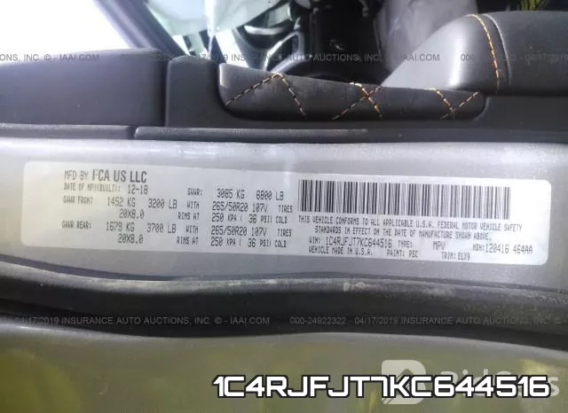 1C4RJFJT7KC644516 фото 10