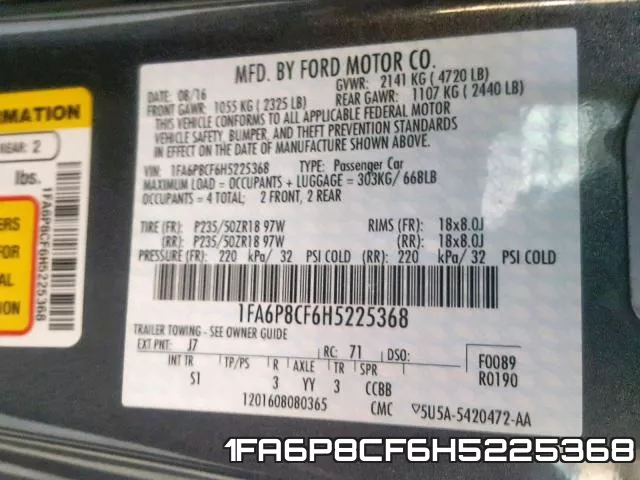 1FA6P8CF6H5225368 фото 2