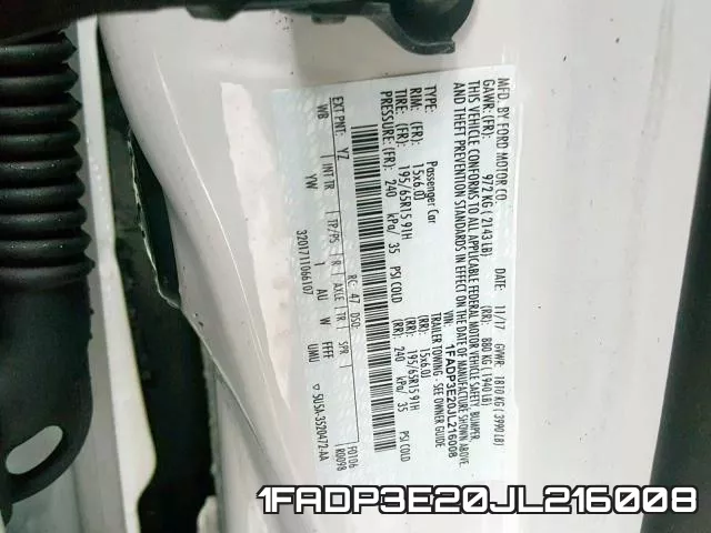 1FADP3E20JL216008 фото 2