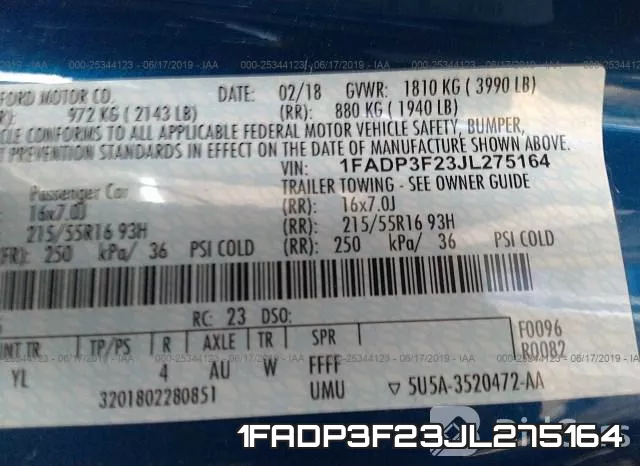 1FADP3F23JL275164 фото 9