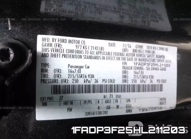 1FADP3F25HL211203 фото 10