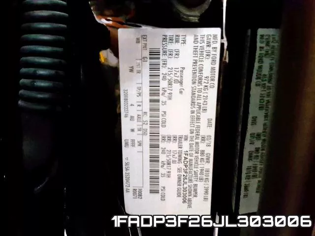 1FADP3F26JL303006 фото 2