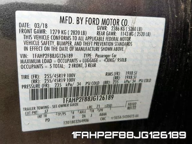 1FAHP2F88JG126189 фото 2