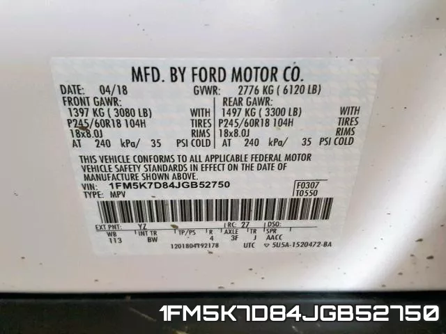 1FM5K7D84JGB52750 фото 2