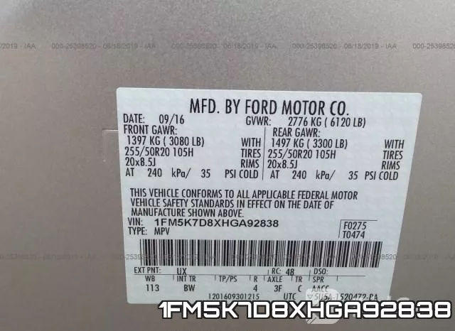 1FM5K7D8XHGA92838 фото 10