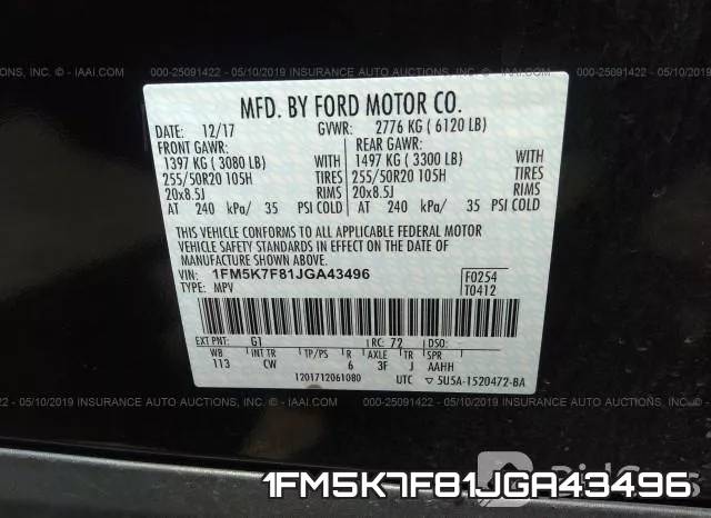 1FM5K7F81JGA43496 фото 10