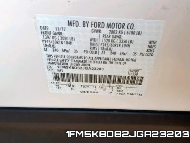 1FM5K8D82JGA23203 фото 2