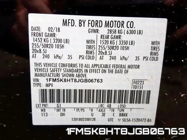 1FM5K8HT8JGB06763 фото 2