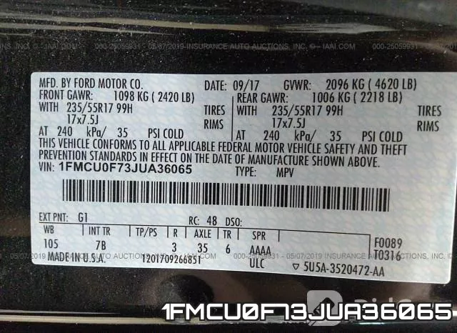 1FMCU0F73JUA36065 фото 10