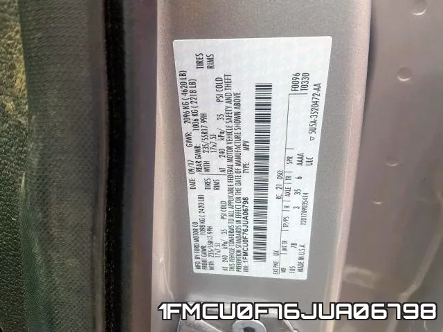 1FMCU0F76JUA06798 фото 2