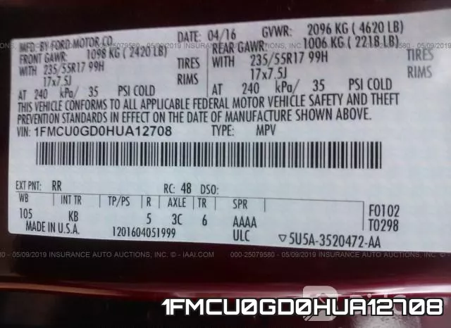 1FMCU0GD0HUA12708 фото 10