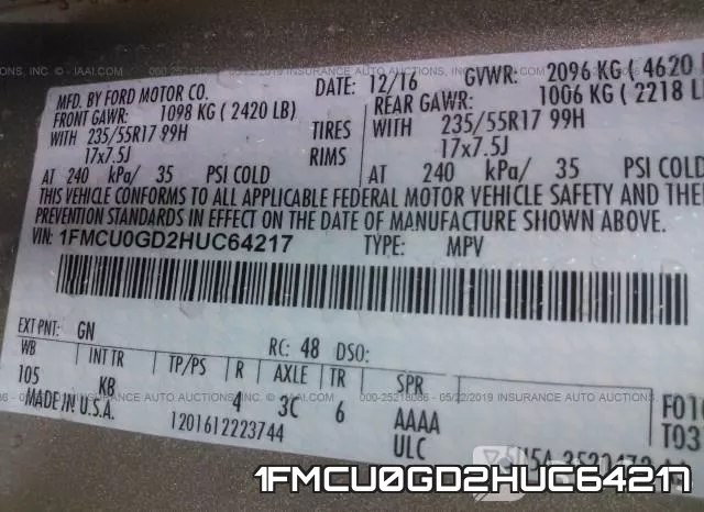1FMCU0GD2HUC64217 фото 10