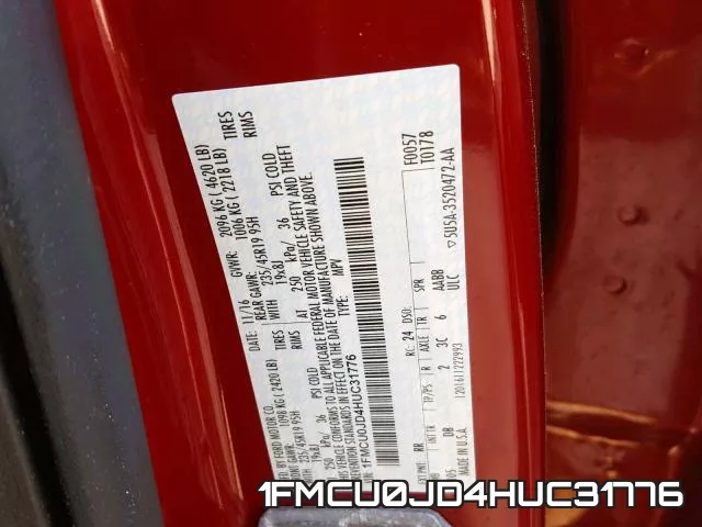 1FMCU0JD4HUC31776 фото 2