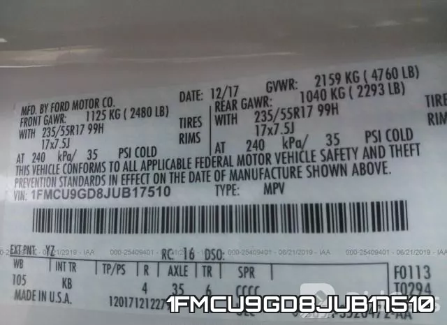 1FMCU9GD8JUB17510 фото 10