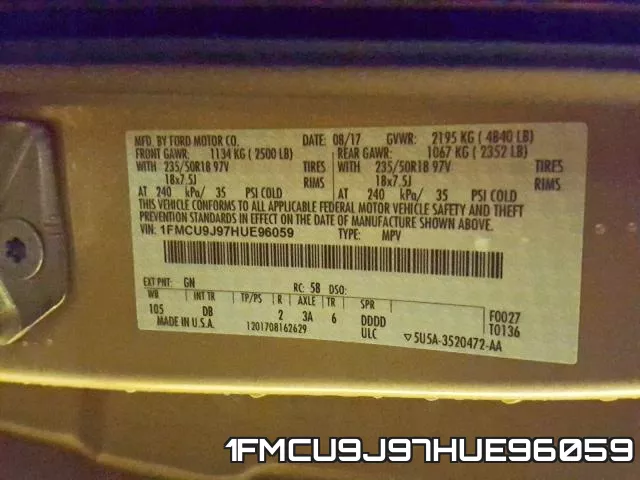 1FMCU9J97HUE96059 фото 2