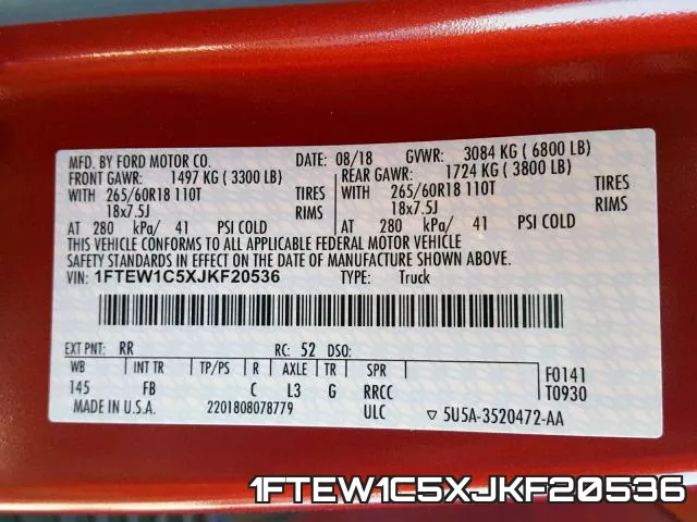 1FTEW1C5XJKF20536 фото 2