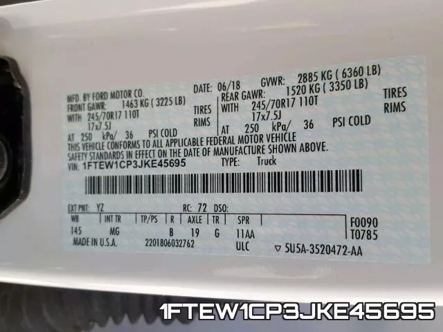 1FTEW1CP3JKE45695 фото 2