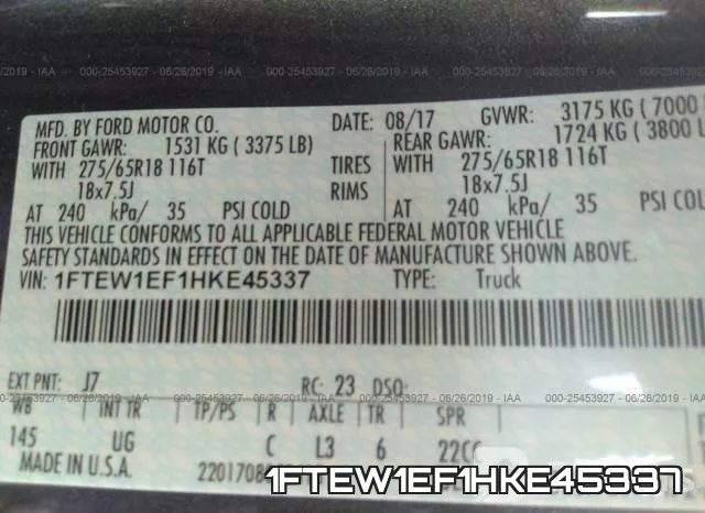 1FTEW1EF1HKE45337 фото 10