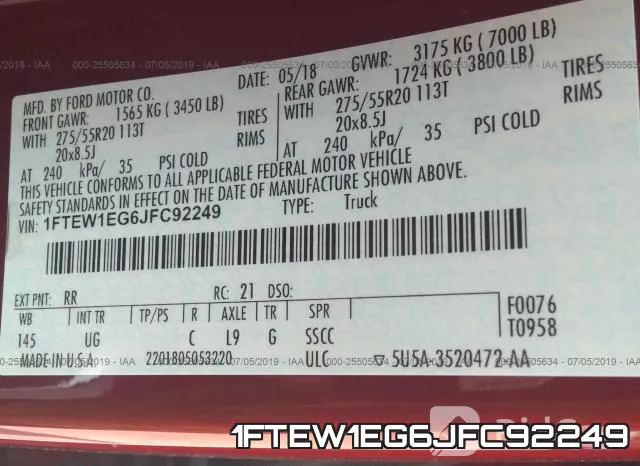 1FTEW1EG6JFC92249 фото 10