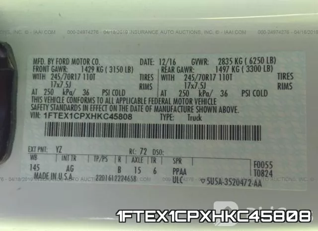 1FTEX1CPXHKC45808 фото 10